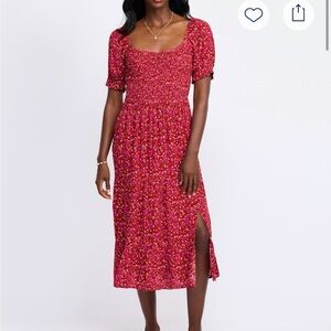Market & Spruce Red Floral Midi Dress